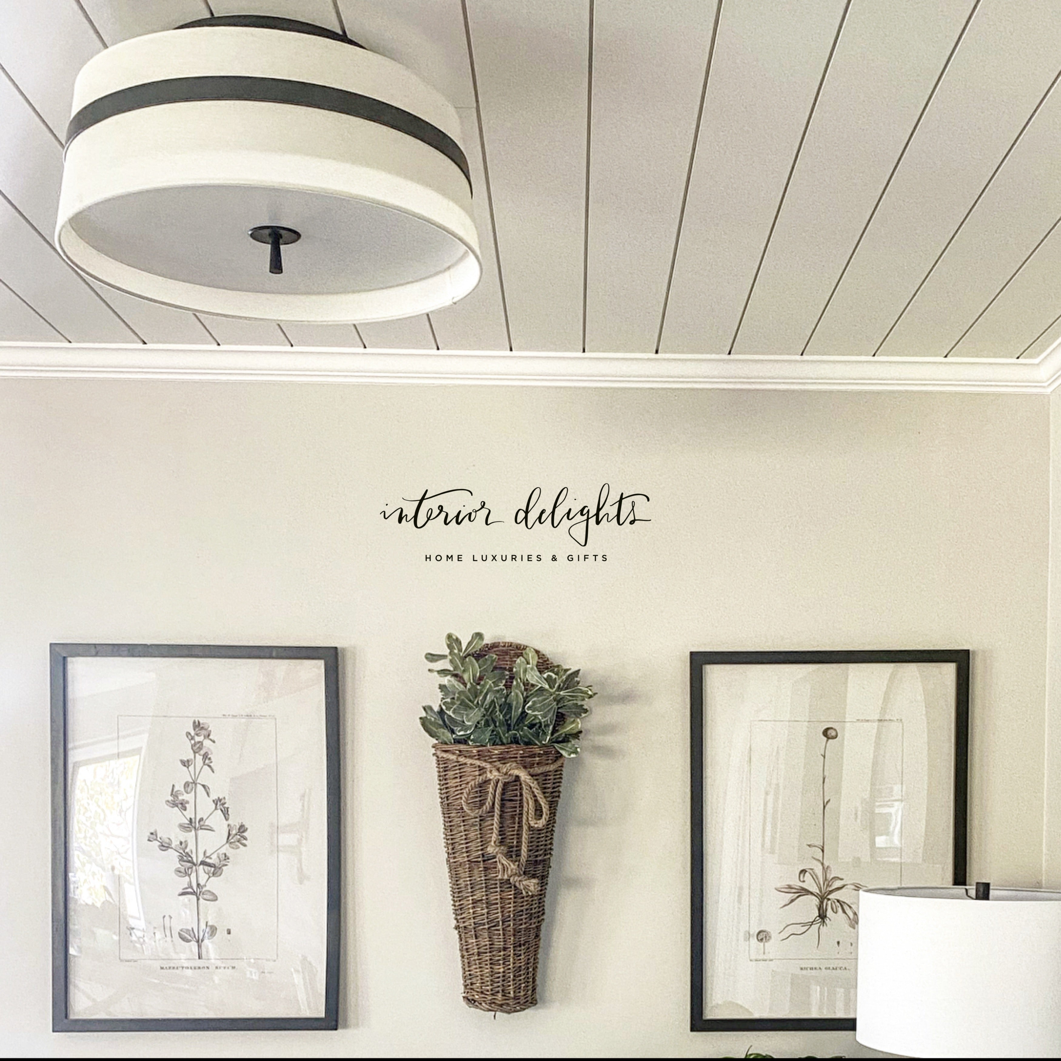Stripe Shade Semi Flush Mount showcasing the elegant soft fabric shade and striking black stripe design in a cozy living room setting.