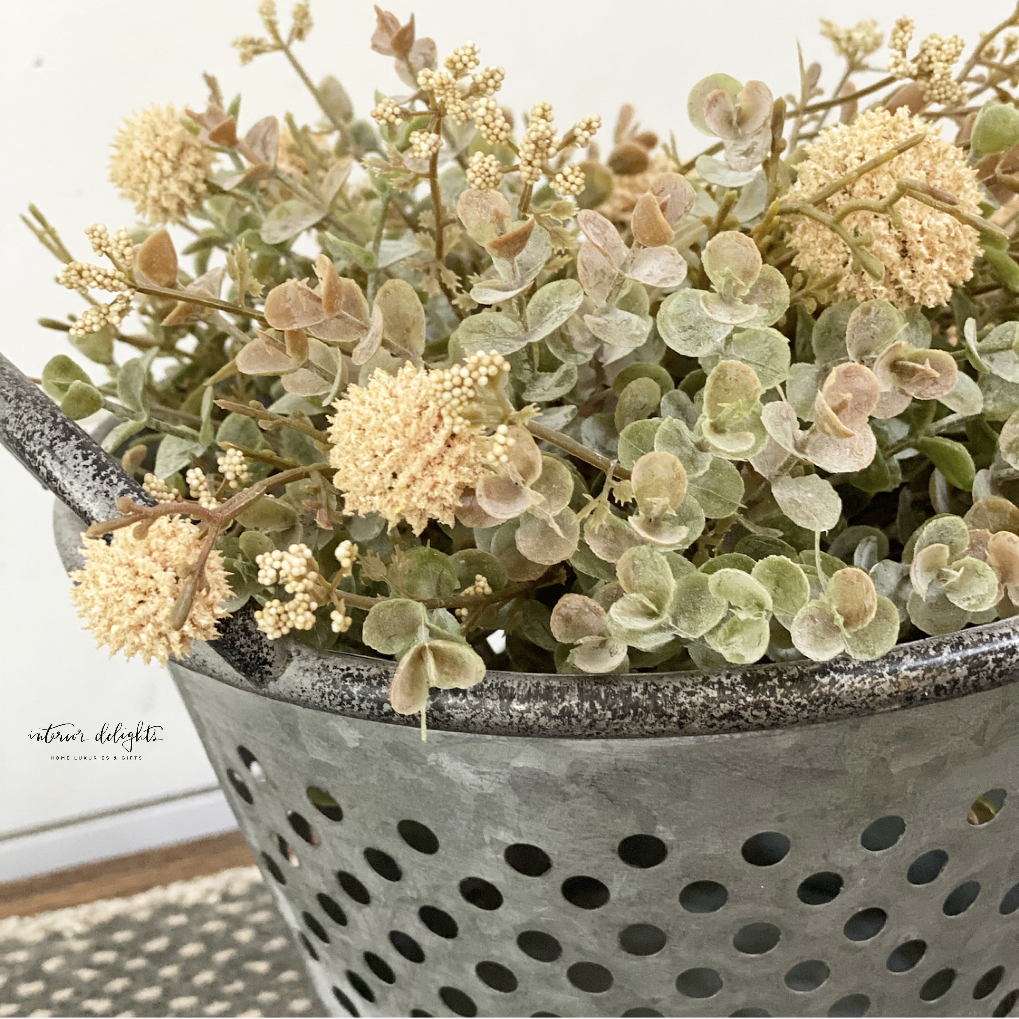 10" Cream Fall Garden Pouf - Interior Delights