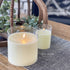 5.75” x 5.75” Ivory Flameless Candle showcasing its warm glow and quality craftsmanship.