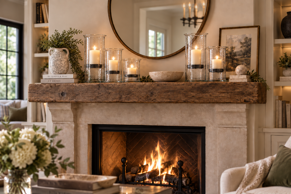 Where to Find Large Glass Hurricane Candle Holders for Your Mantel (and Which Candle Size Fits)