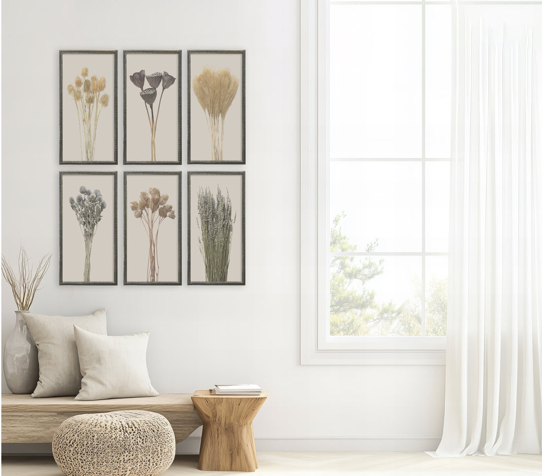 Silver Bead Frame Botanicals (Set of 6)