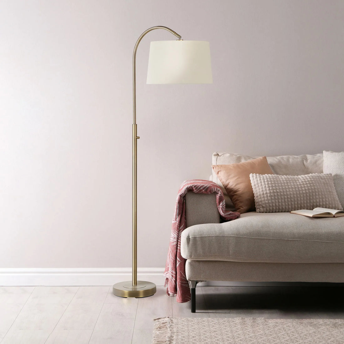 Moulton Antiqued Brushed Brass Floor Lamp