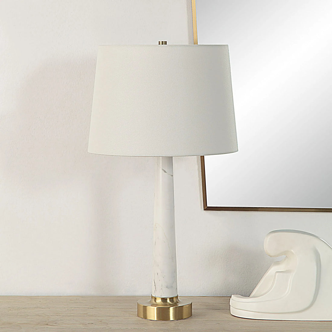 Gray and White Marble Lamp