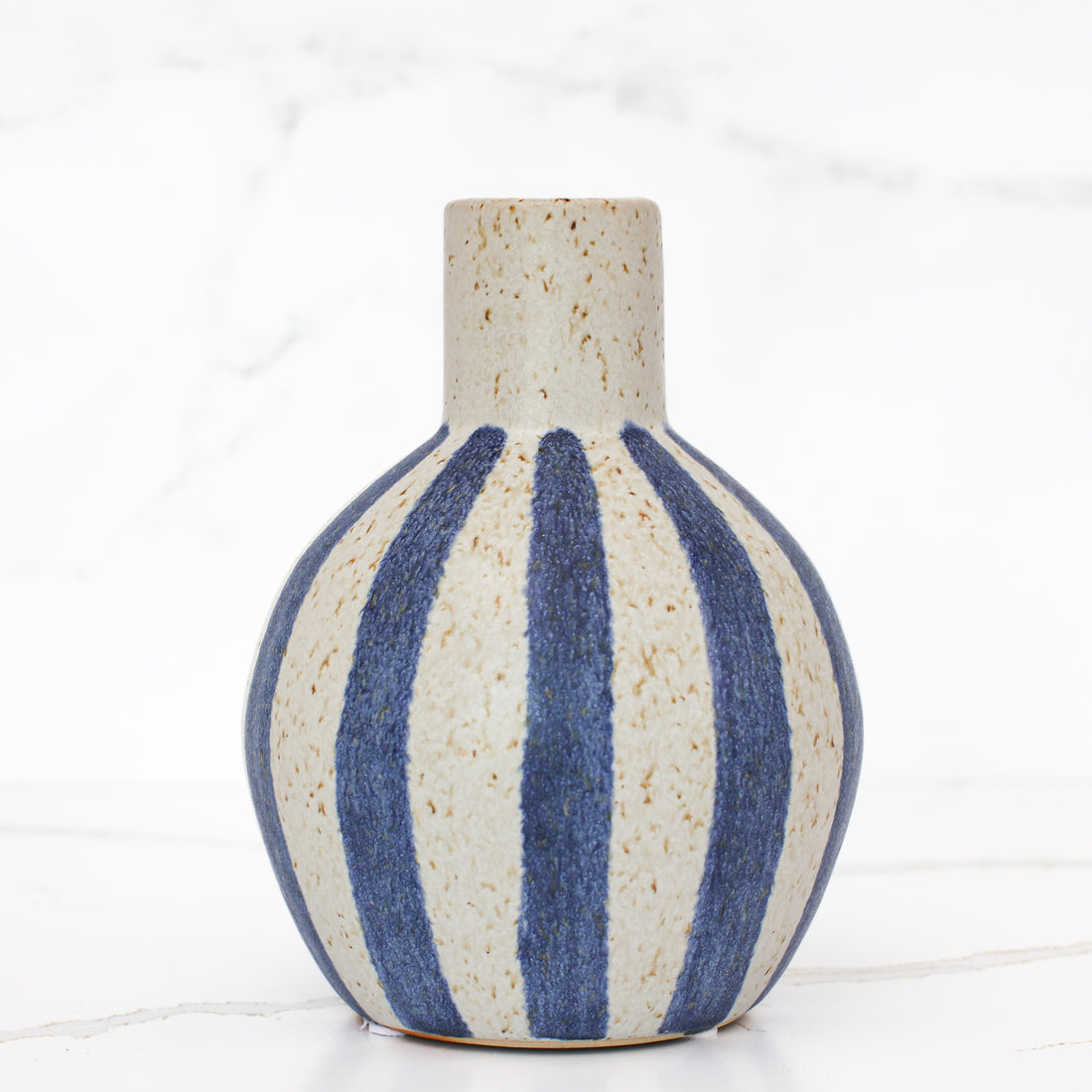 7&quot; Matte Blue Stripe Ceramic Vase