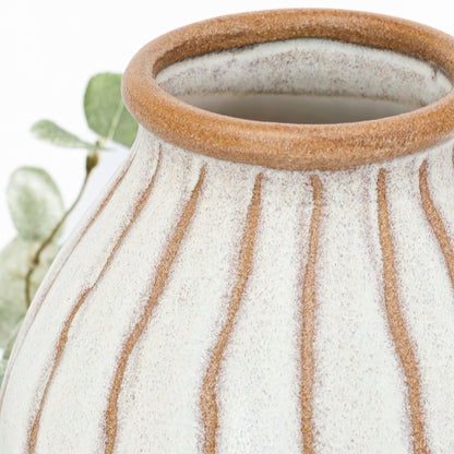 7&quot; Beige Stripe Ceramic Vase