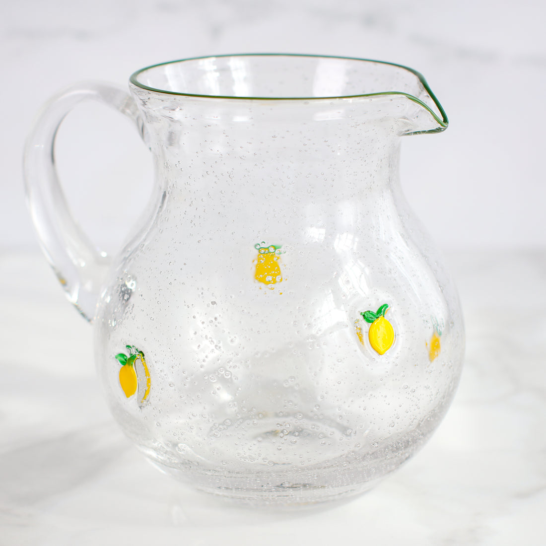 Lemon Print Bubble Glass Pitcher