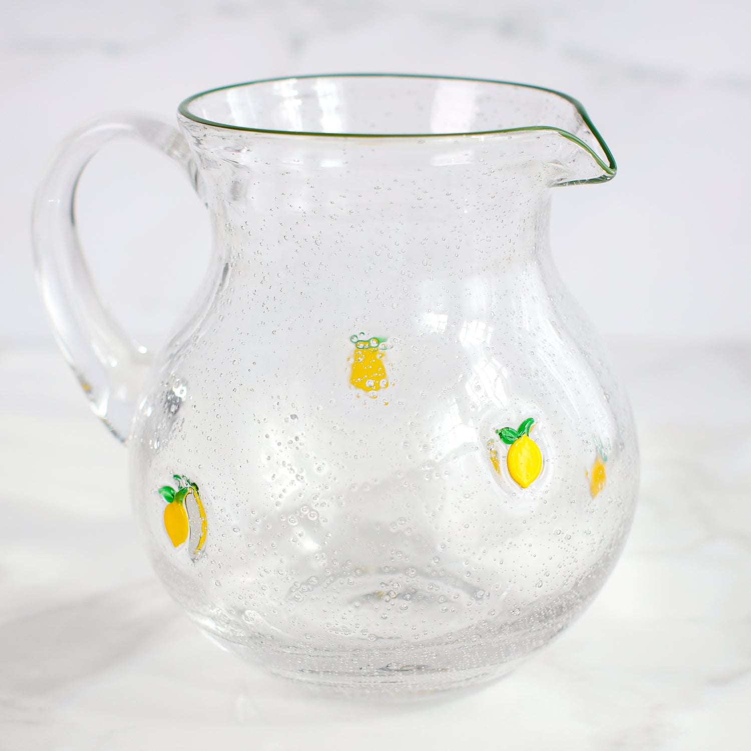 Lemon Print Bubble Glass Pitcher