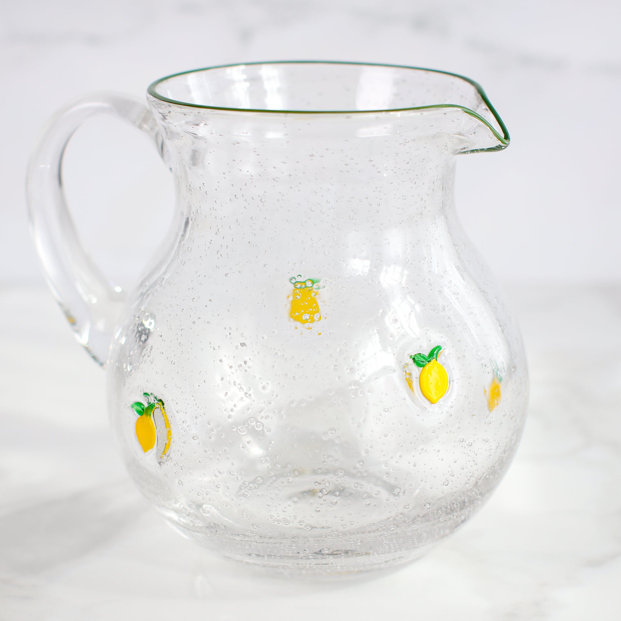 Lemon Print Bubble Glass Pitcher