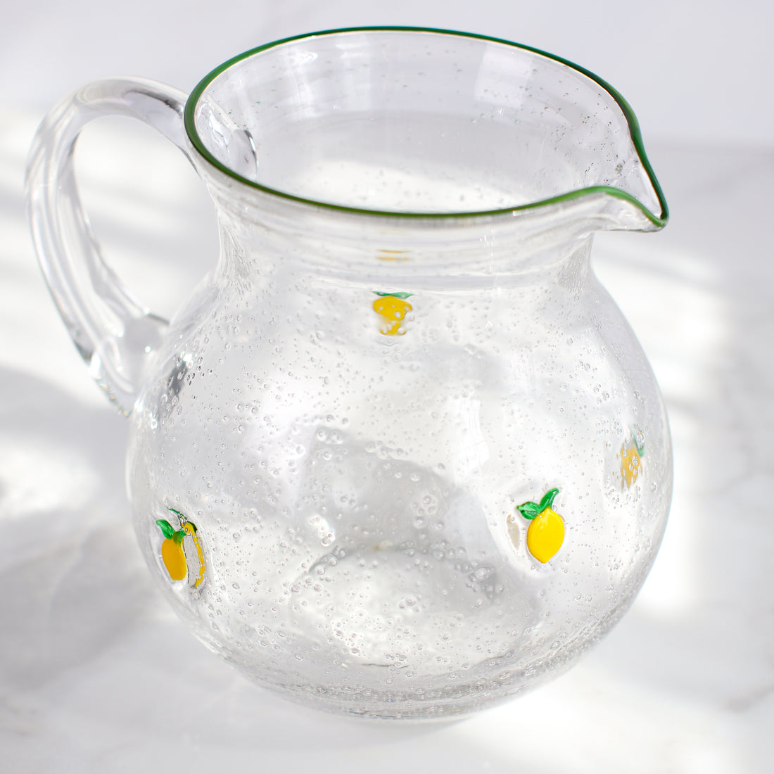 Lemon Print Bubble Glass Pitcher