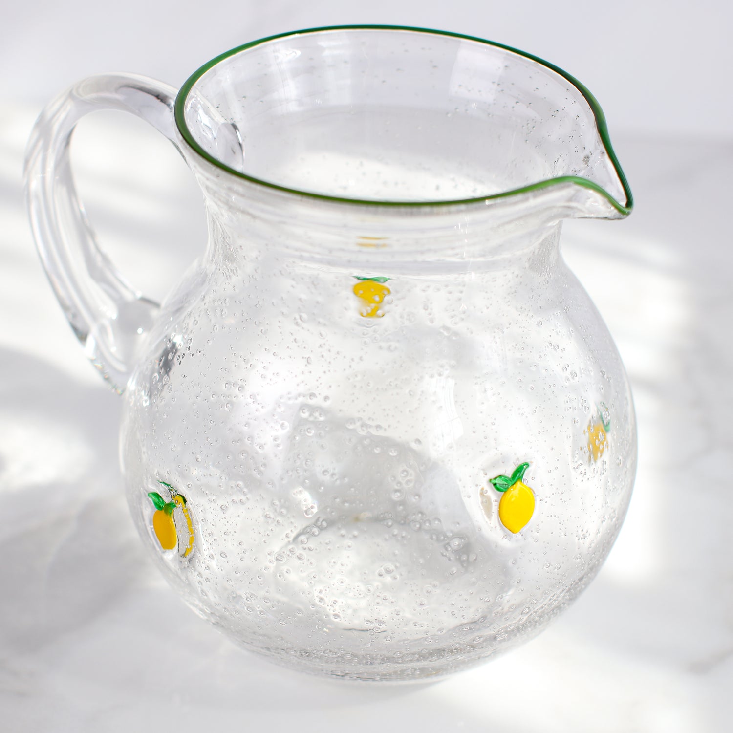 Lemon Print Bubble Glass Pitcher