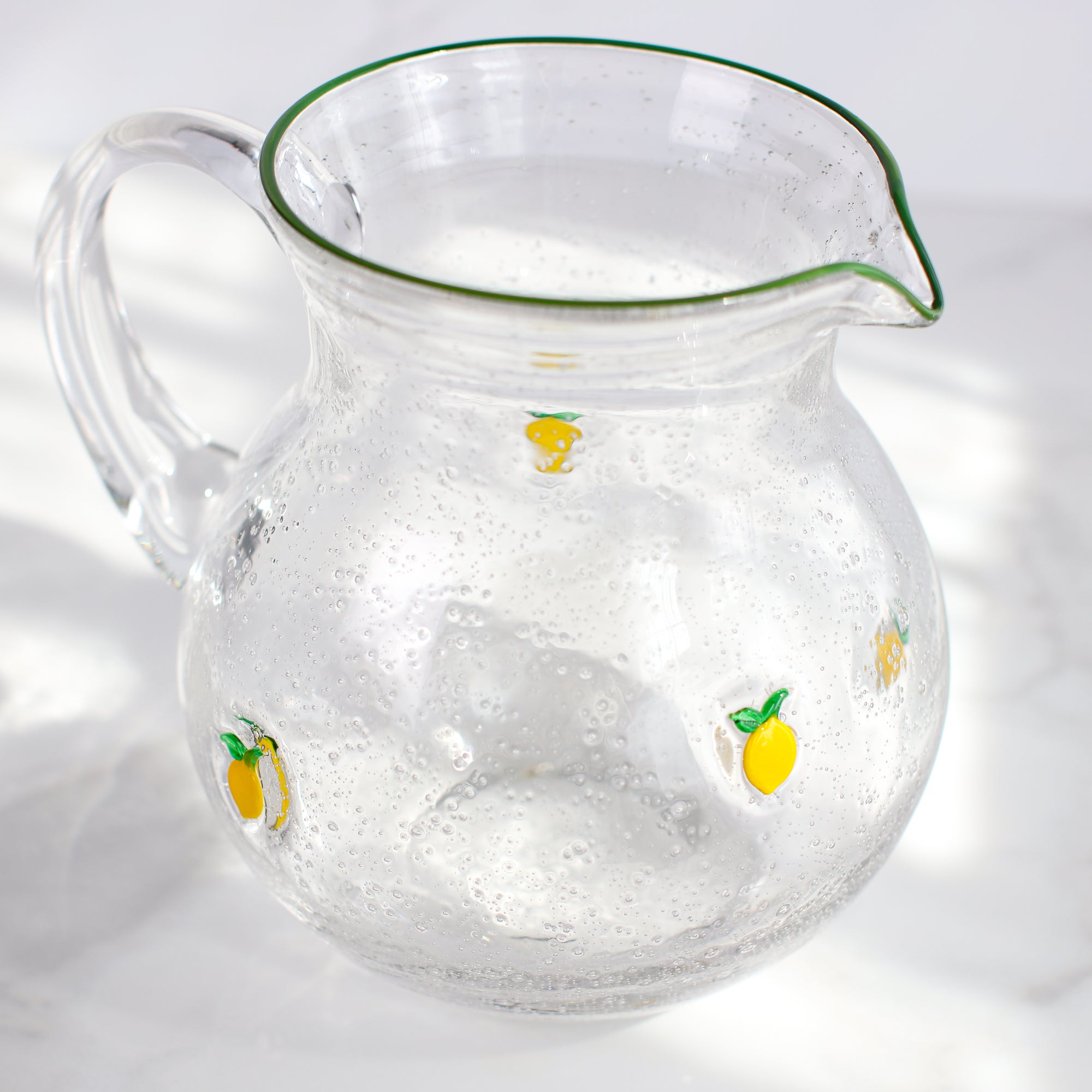 Lemon Print Bubble Glass Pitcher