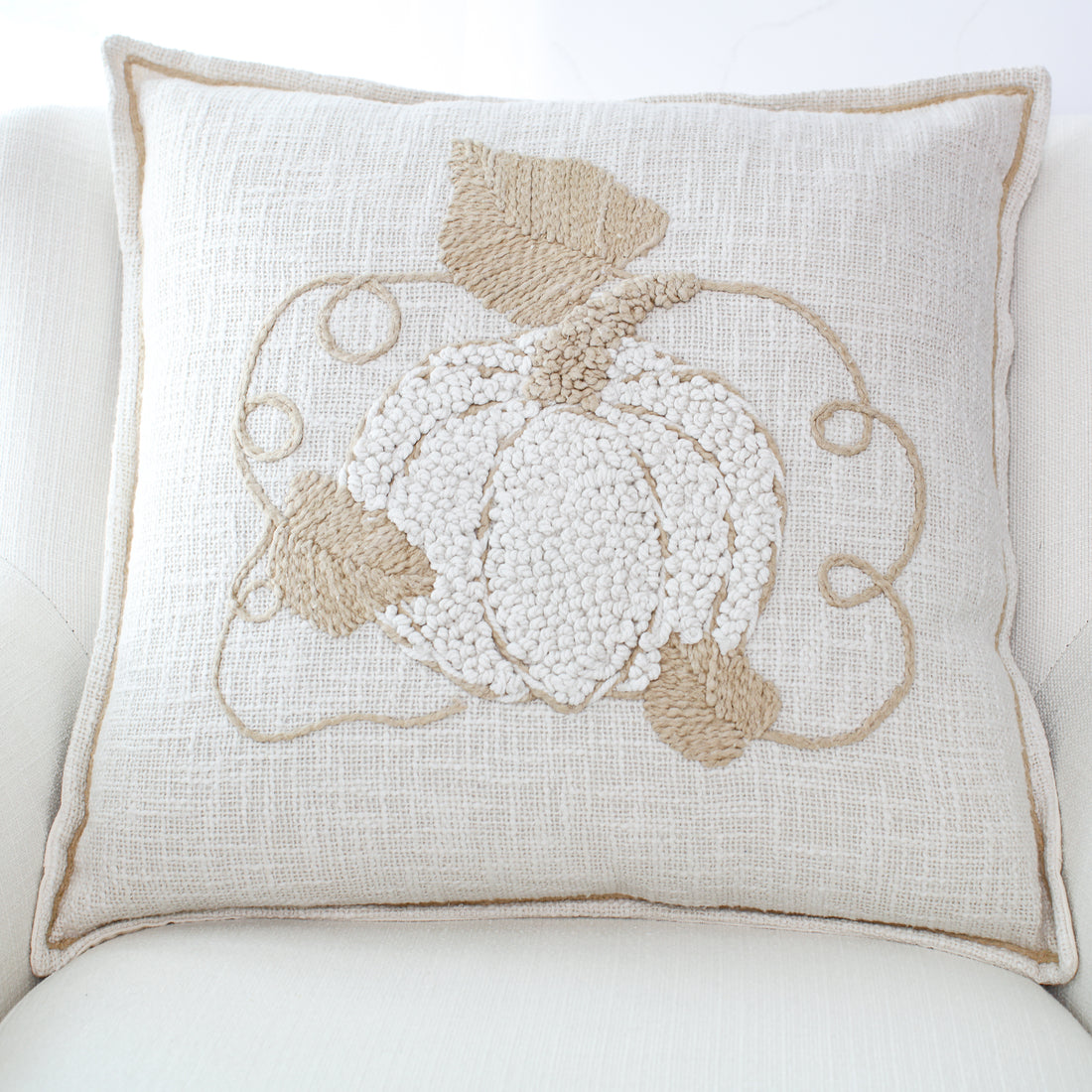 Pumpkin Pillow with Border Stitching- 20 x 20