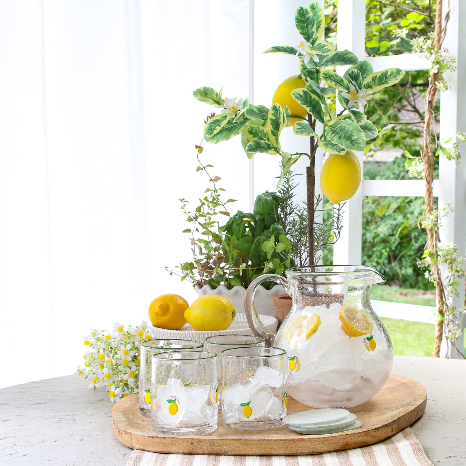 Lemon Print Drink Glasses