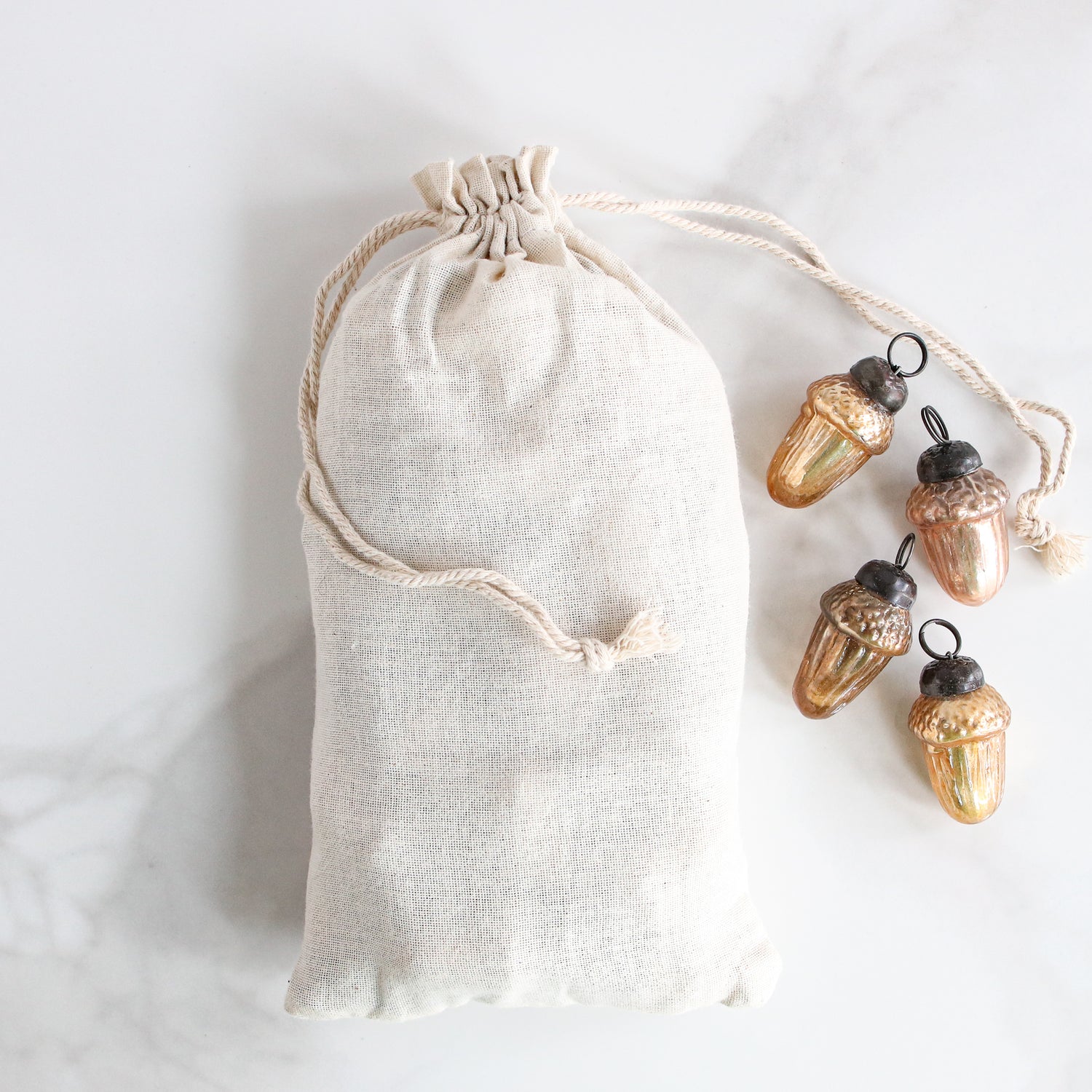 Mercury Glass Mini-Acorn Ornaments-Set of 36