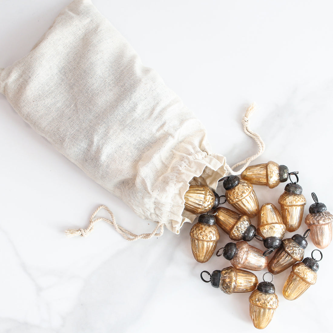 Mercury Glass Mini-Acorn Ornaments-Set of 36