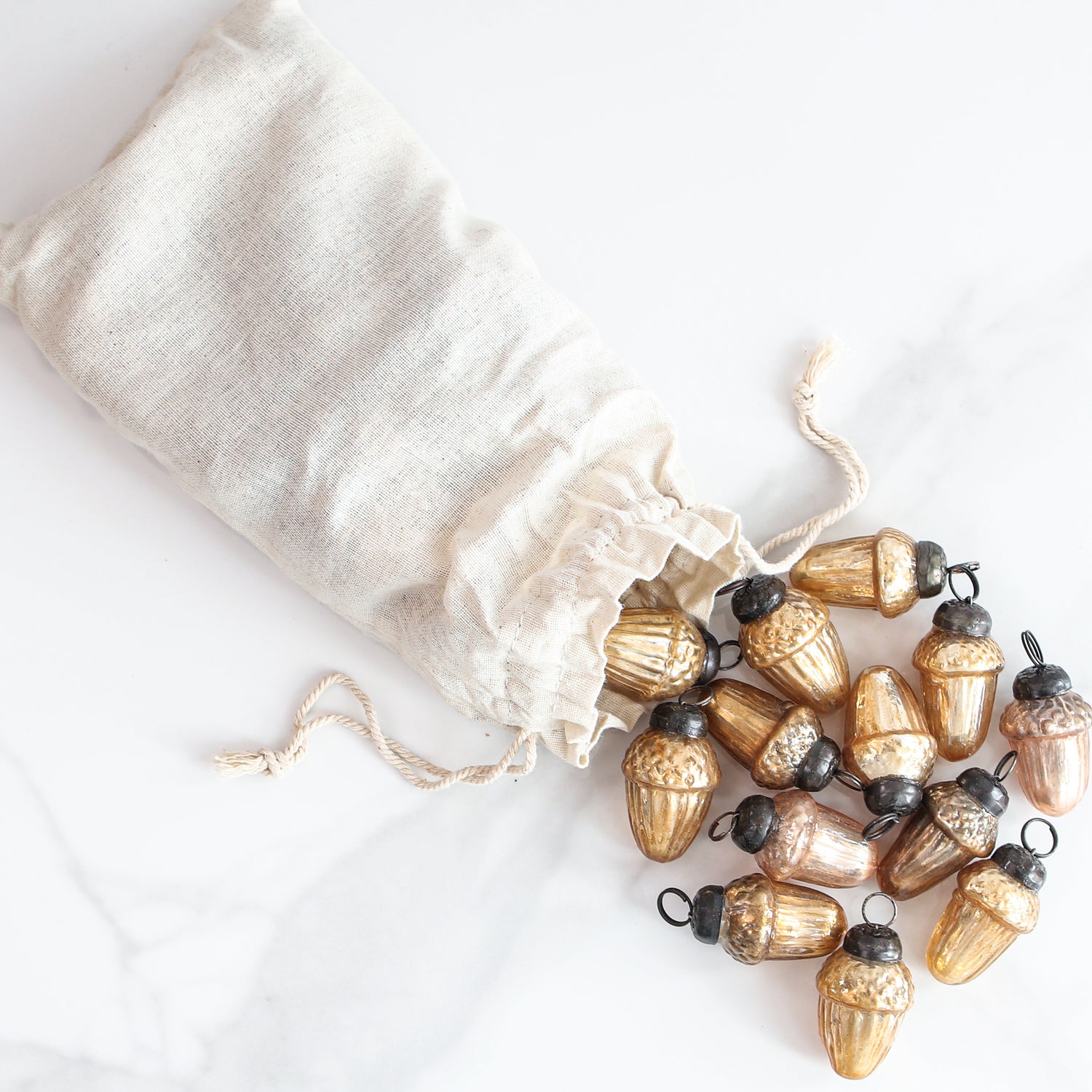 Mercury Glass Mini-Acorn Ornaments-Set of 36