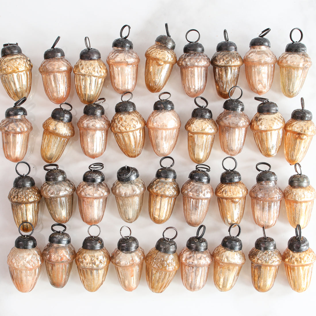 Mercury Glass Mini-Acorn Ornaments-Set of 36