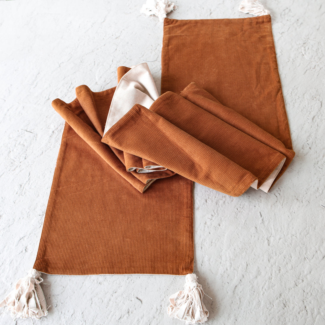 Corduroy and Linen Double Sided Table Runner