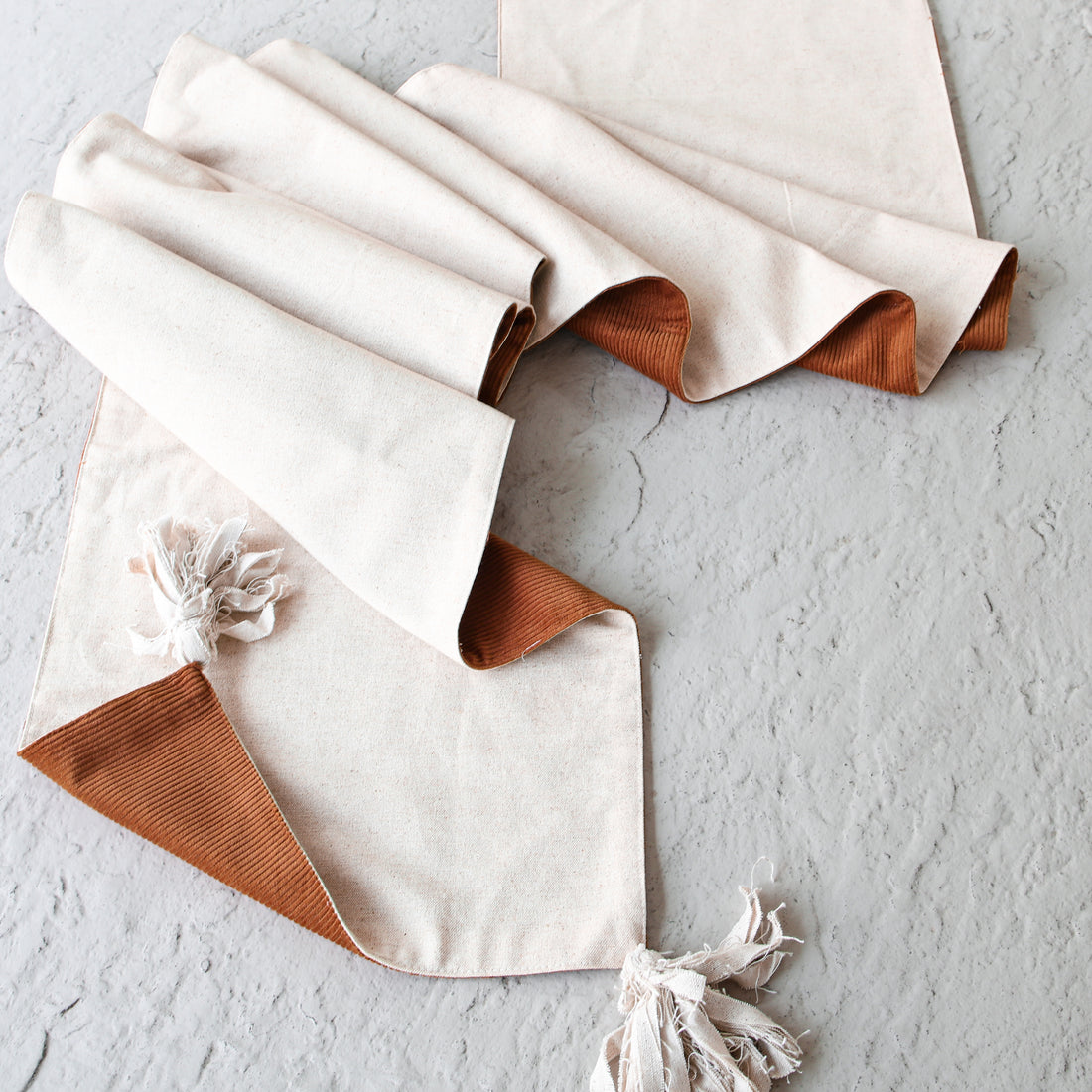 Corduroy and Linen Double Sided Table Runner