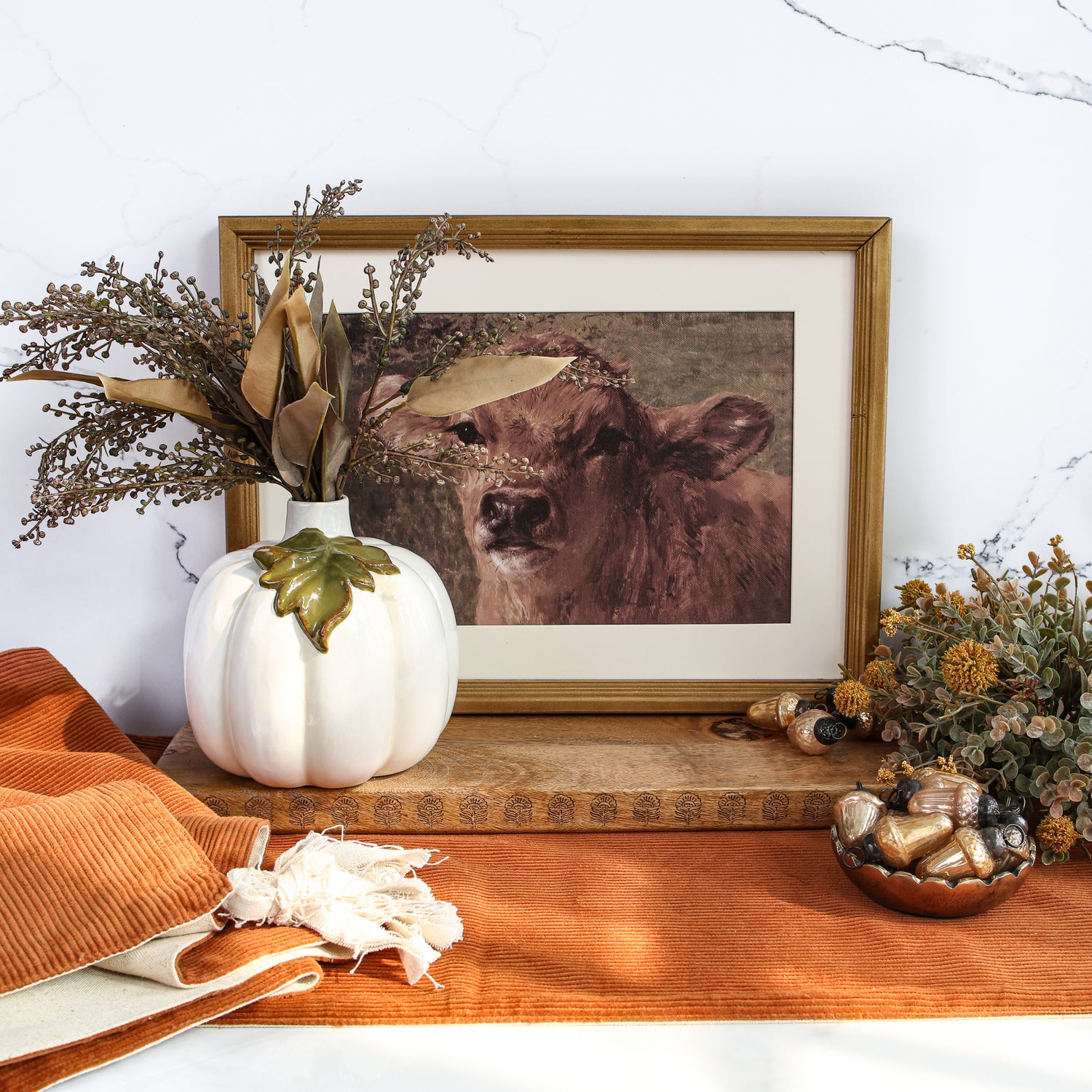 Corduroy and Linen Double Sided Table Runner