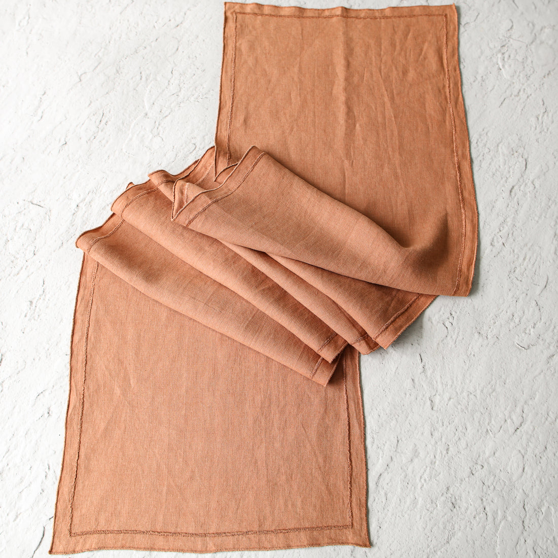 Terracotta Stonewashed Linen Runner