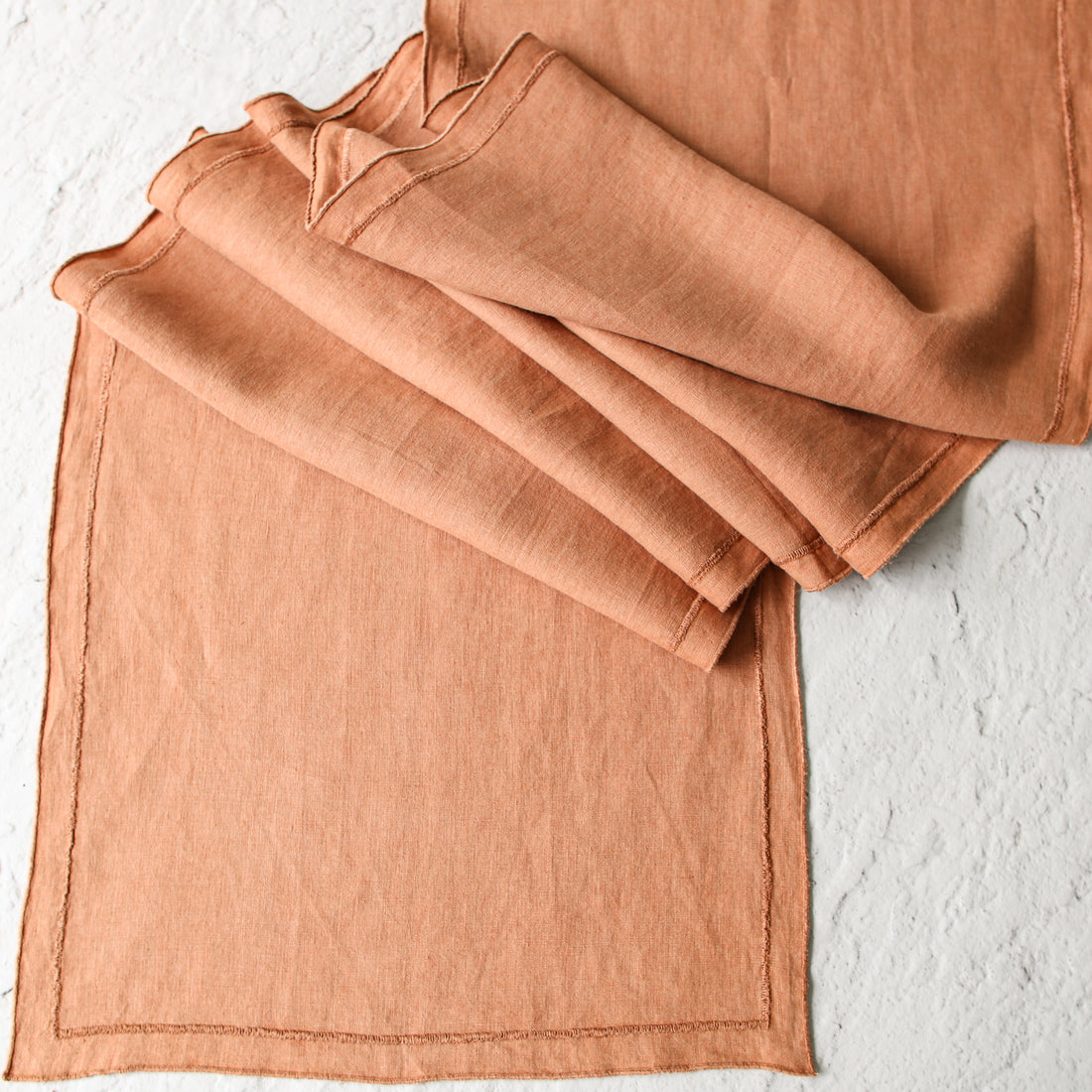 Terracotta Stonewashed Linen Runner