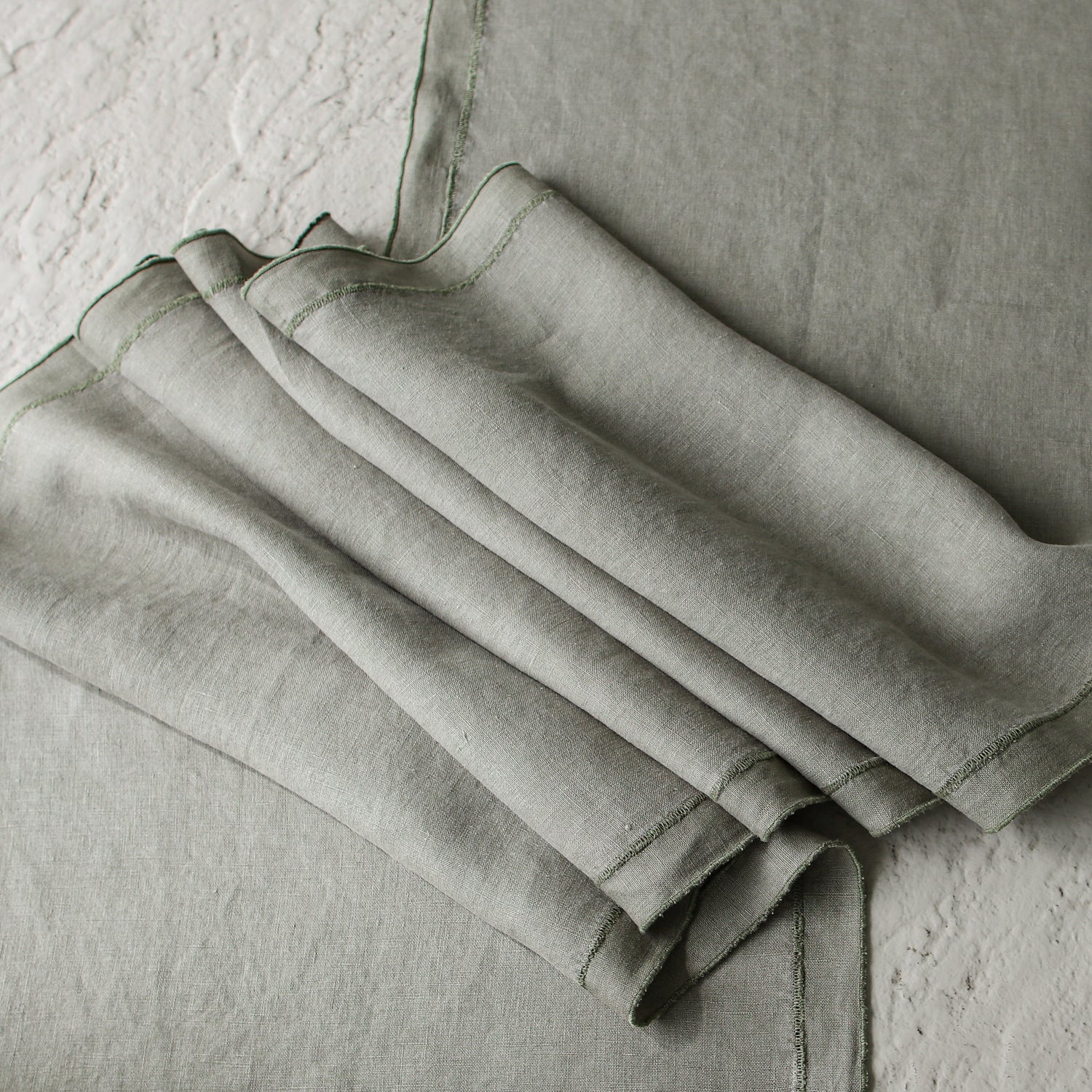 Olive Stonewashed Linen Runner