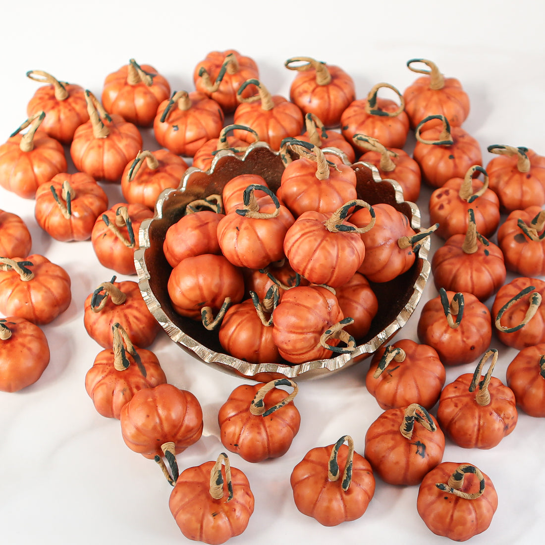 Fifty Mini Pumpkins with Brown Stems