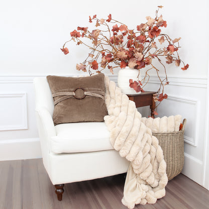 Brown Velvet Pillow with Bamboo Ring 20in