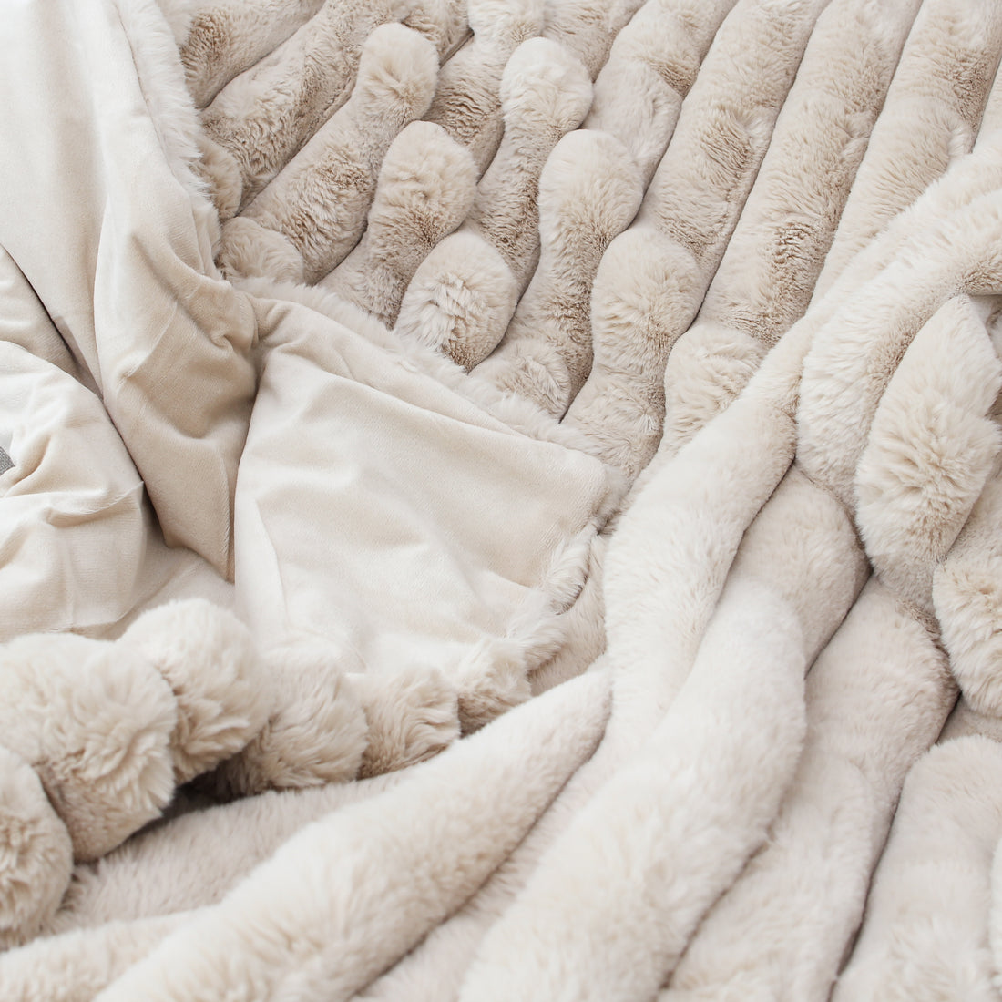 Tan Faux Fur Throw 60in
