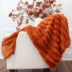 Rust Faux Fur Throw 60in