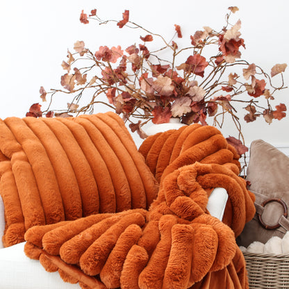 Rust Faux Fur Throw 60in