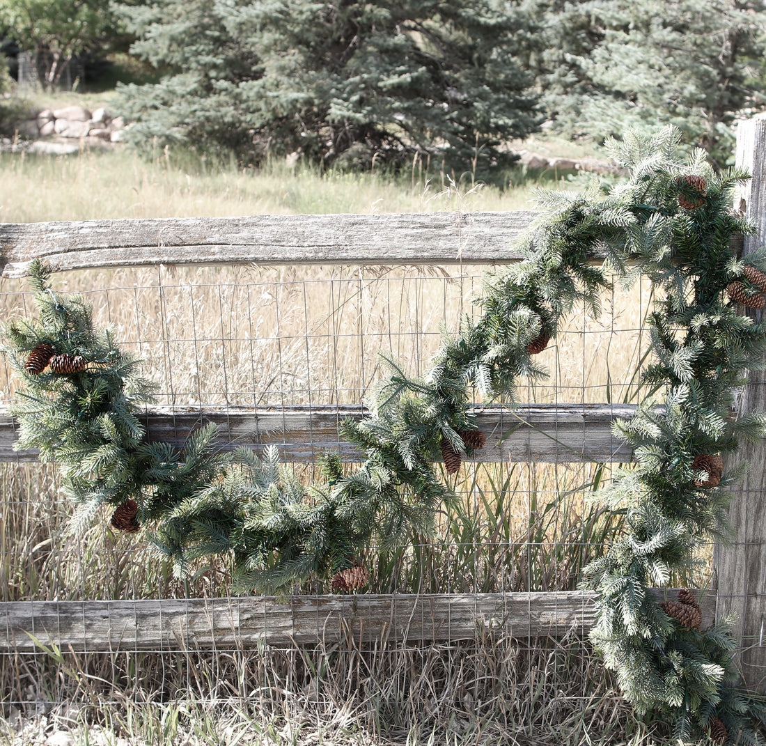 9-Foot Pre-Lit New England Pine Garland with Cones &amp; Clear Lights
