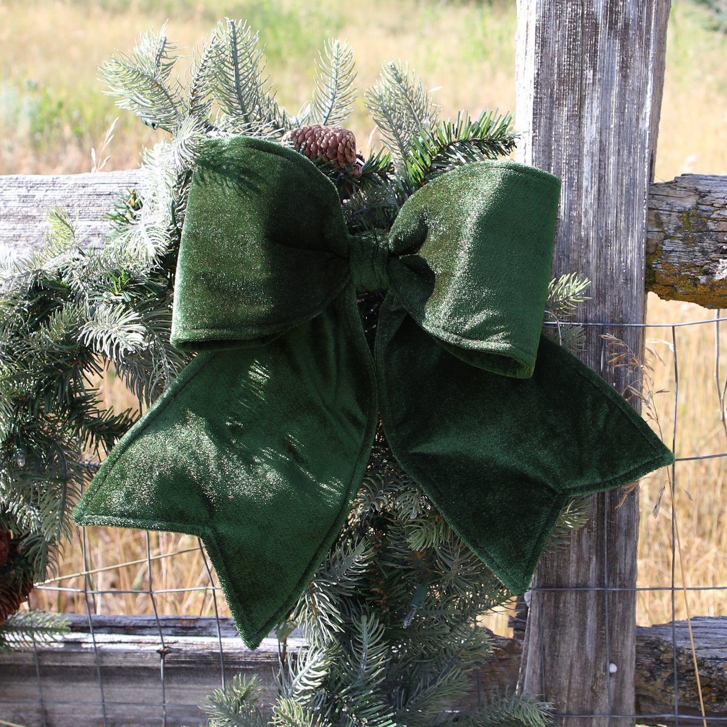 Small Green Outdoor Velvet Bow