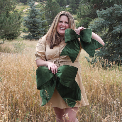 Small Green Outdoor Velvet Bow