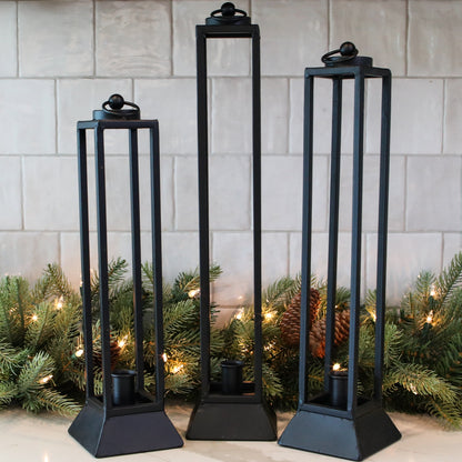 Set of 3 Black Iron Lanterns