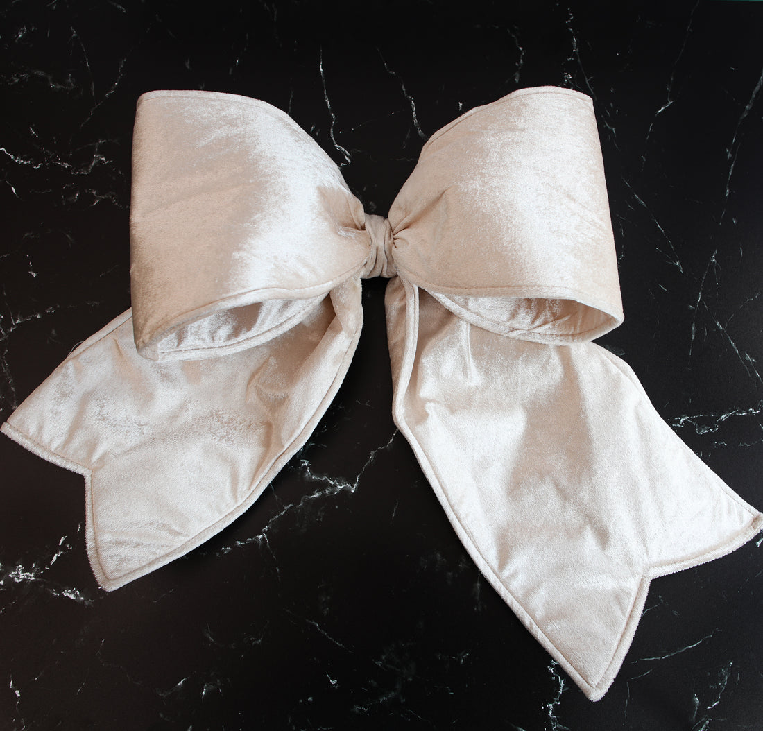 Large Champagne Outdoor Velvet Bow
