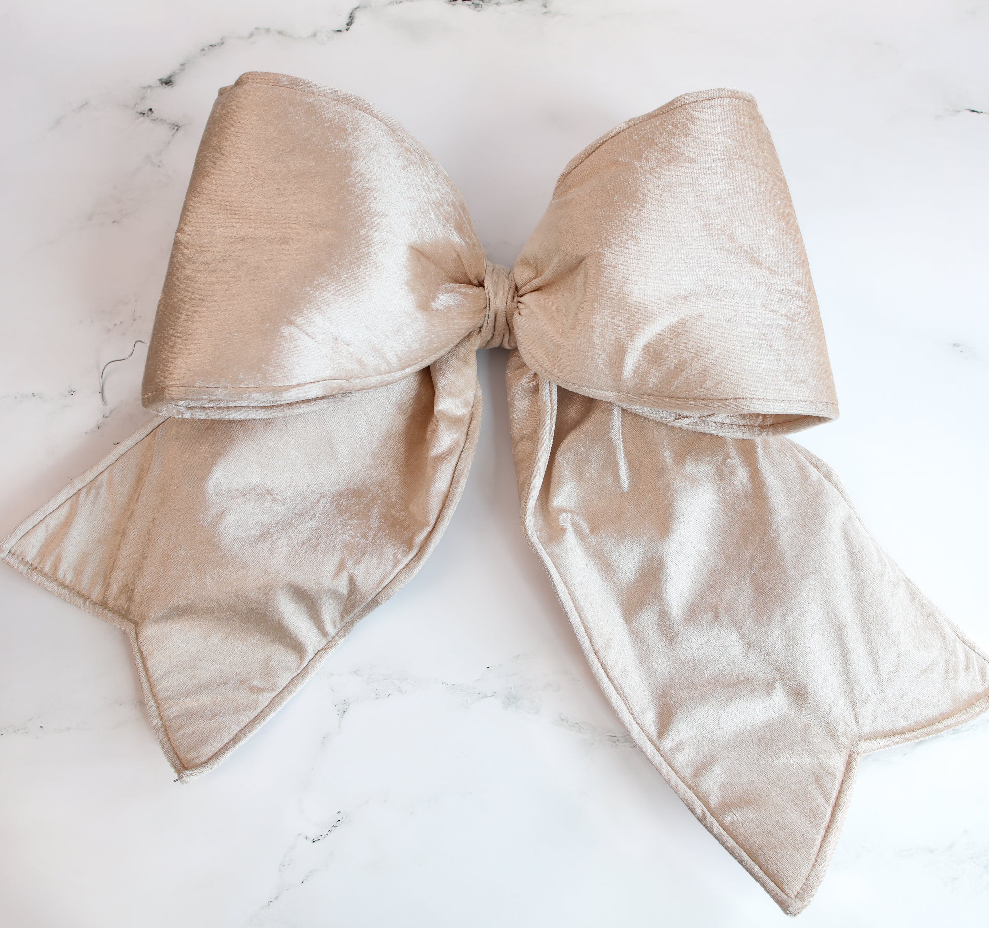 Large Champagne Outdoor Velvet Bow