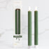 10" LED Taper, Set of 2 Green candles adding elegance to home decor with a warm, flickering glow.