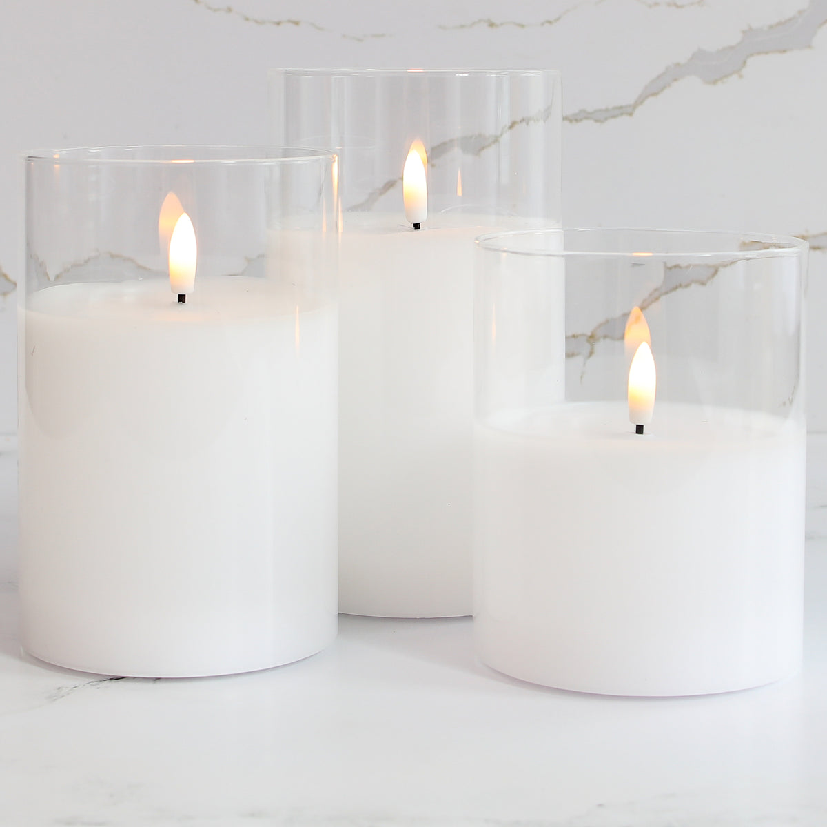 menu white ignus flameless candle, 25 cm menu Images... White Flameless -Three Pack Candles with 4” base