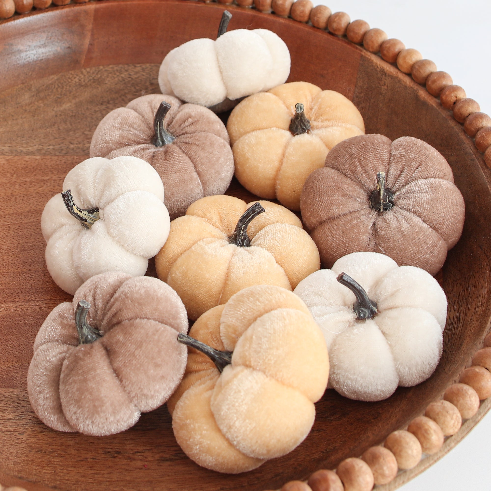 Mini Velvet Pumpkins- Set of 9