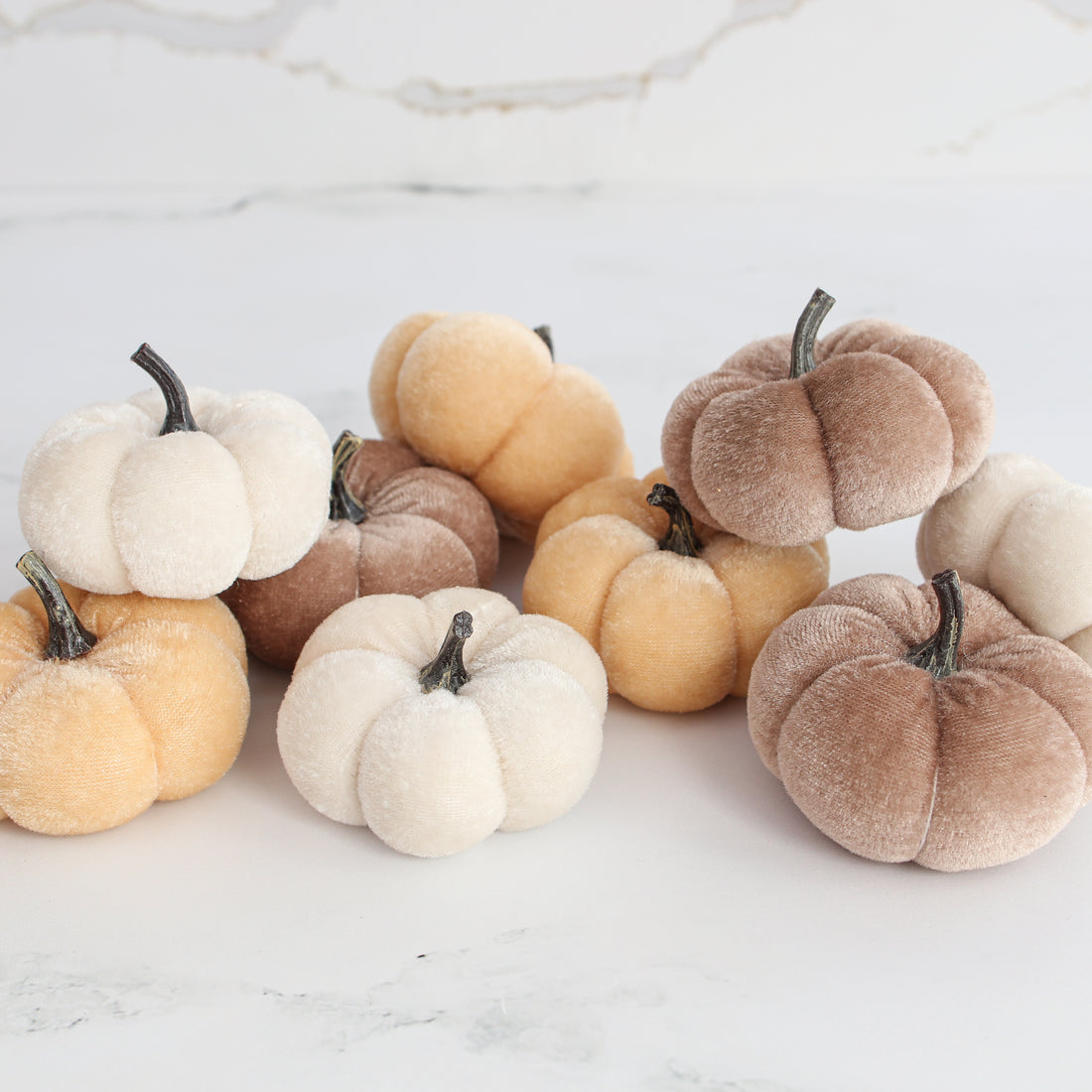 Mini Velvet Pumpkins- Set of 9