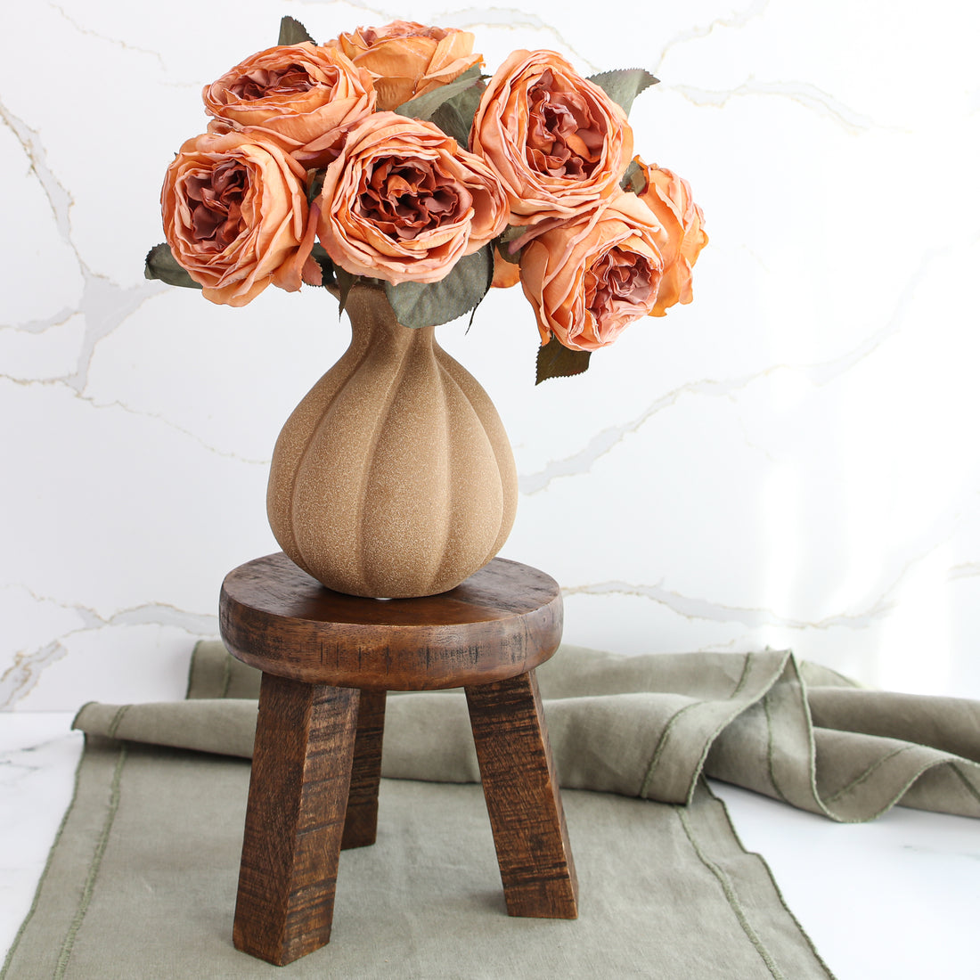 7” Brown Stoneware Vase