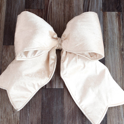 Large Champagne Outdoor Velvet Bow