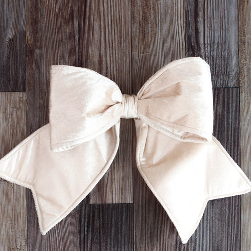 Small Champagne Outdoor Velvet Bow