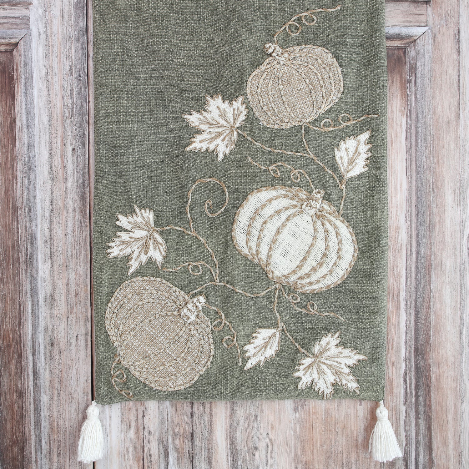 Autumn Pumpkins Green Table Runner