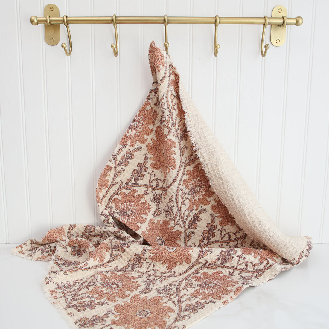 Orange Floral Medallion Dish Towel