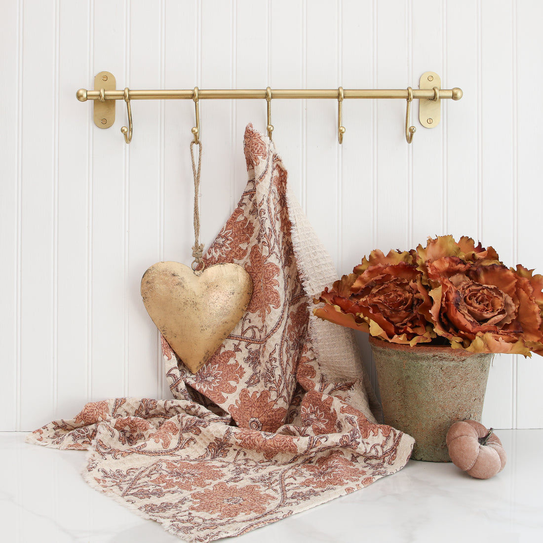 Orange Floral Medallion Dish Towel