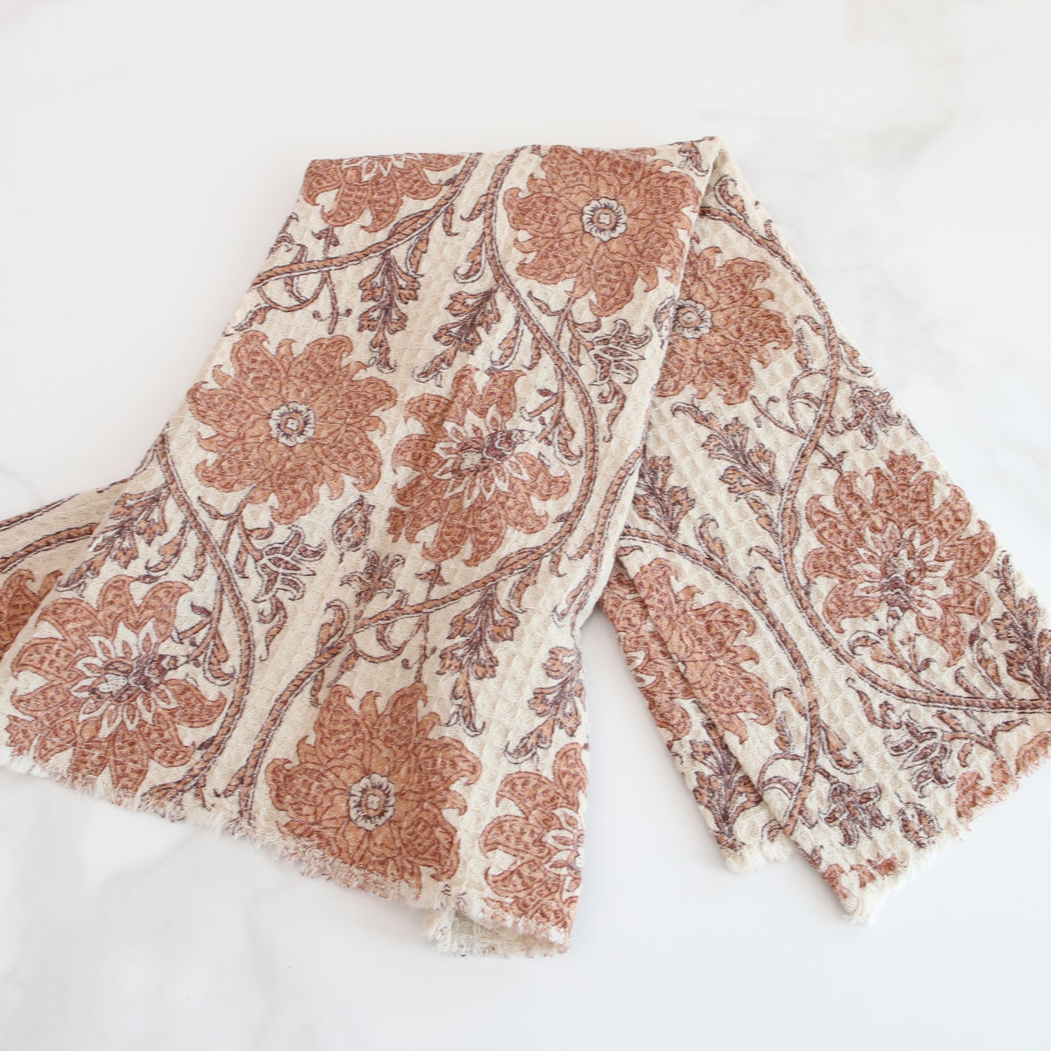 Orange Floral Medallion Dish Towel