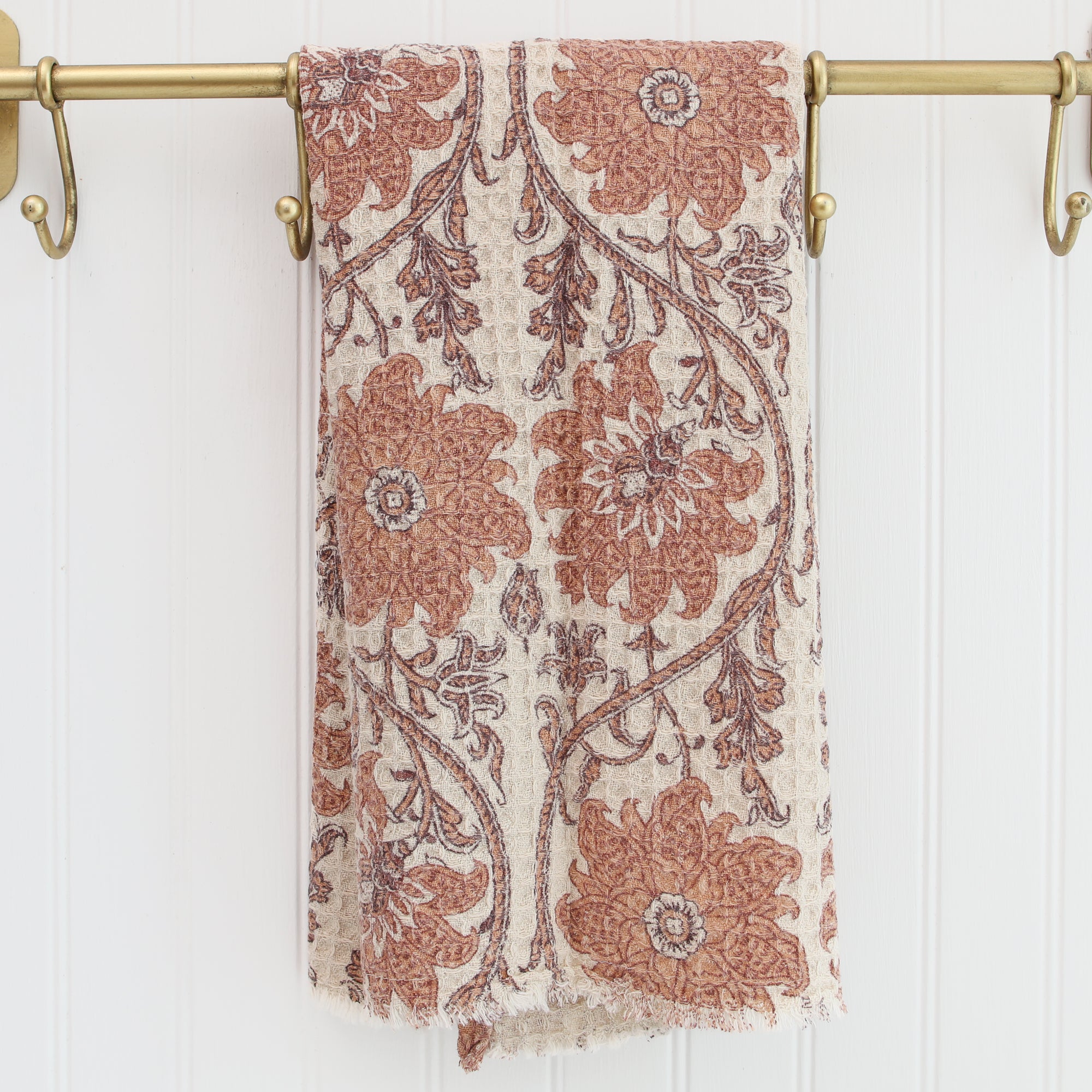 Orange Floral Medallion Dish Towel